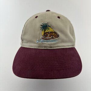 Wavecrest Dad Hat Embroidered Adjustable Strapback Cap Tan Burgundy One Size